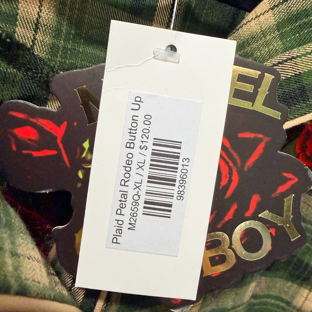 NWT RODEO QUINCY XL Plaid Petal Rodeo Button Up - Picture 5 of 8